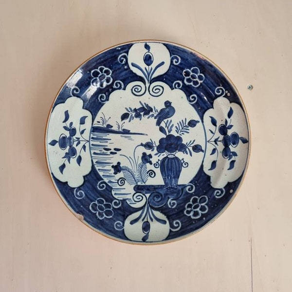 Plaque murale antique Delft Blue du 18ème siècle, signée Pieter Adriaensz Kocks, fayence hollandaise