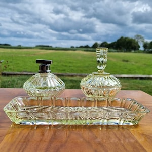 Bohemian lime green art deco dressing table set