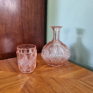 Verreries de Scailmont, Art Deco Water Jug with Glass, designer Henri Heemskerk