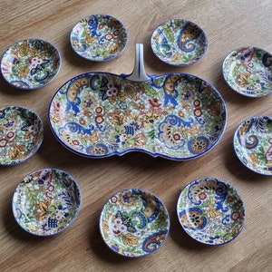 Antique 1920s porcelain Paisley petit fours, Gebr. Schoenau Germany