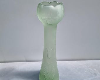 Antique Josef Rindskopf frosted satin tulip vase, Art Nouveau Jugendstil