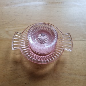 Pink petit fours pressed glass mid century