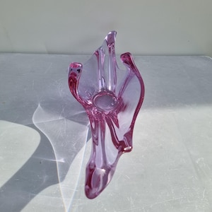 Val Saint Lambert crystal pink mid century centrepiece, art deco 1930