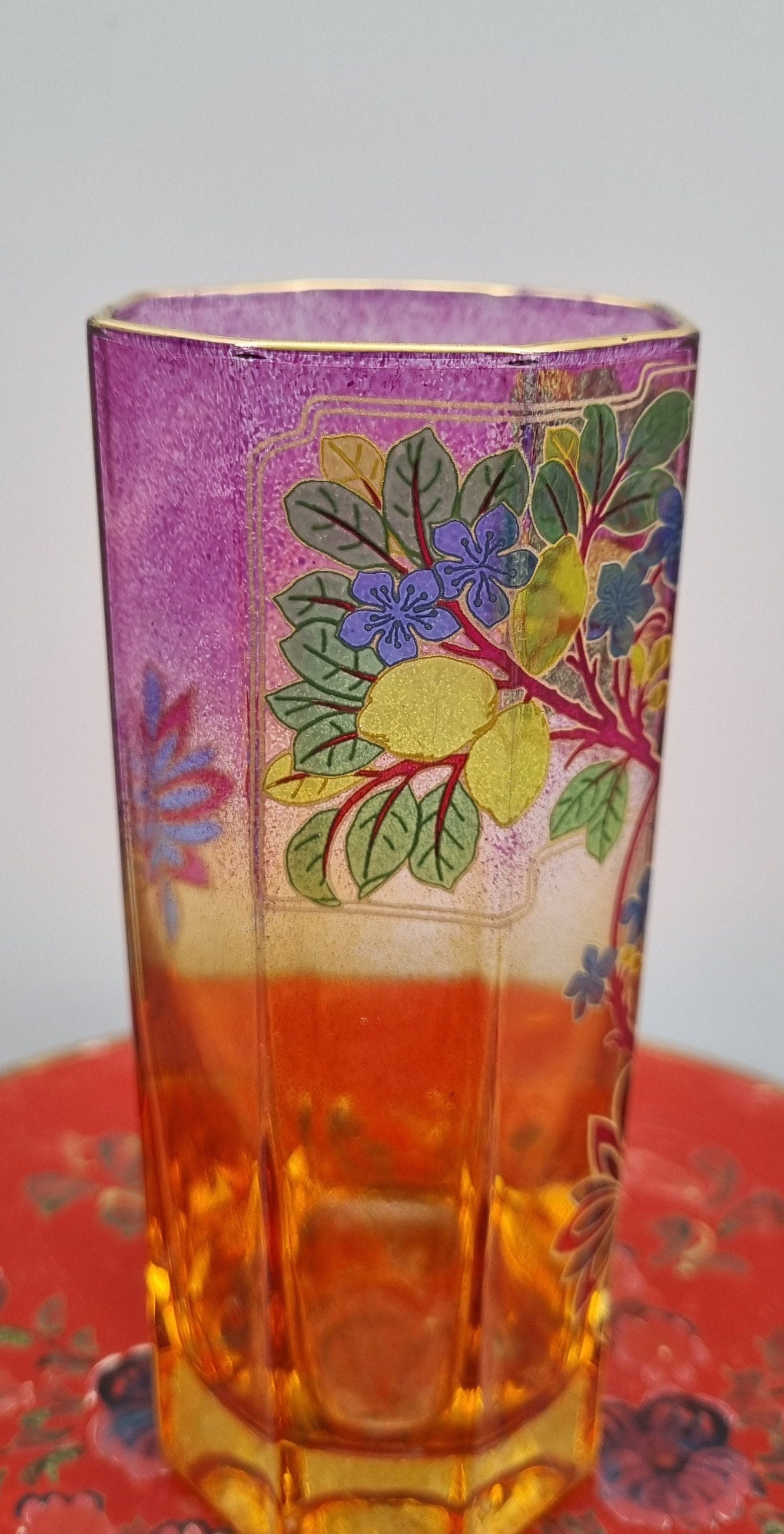 Antique 1920s Art Nouveau Painted Drinking Glass. Etsy