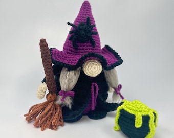 Halloween Witch Gnome Crochet Pattern, Spooky Amigurumi, Fall Decor (PDF Download)