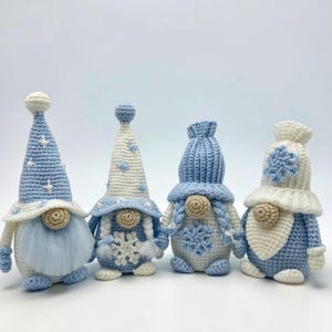 Patrón de ganchillo de gnomo navideño Amigurumi Tutorial para principiantes Descarga digital en PDF Diseño de invierno Arte de copo de nieve Manualidad festiva Proyecto DIY