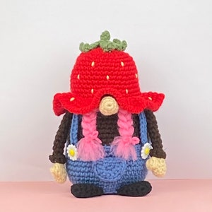 Crochet Pattern Strawberry Gnome, Amigurumi Gnome Spring Crochet Pattern, Fruit Strawberry Hat Gnome, PDF Instructions