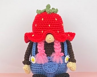 Crochet Pattern Strawberry Gnome, Amigurumi Gnome Spring Crochet Pattern, Fruit Strawberry Hat Gnome, PDF Instructions