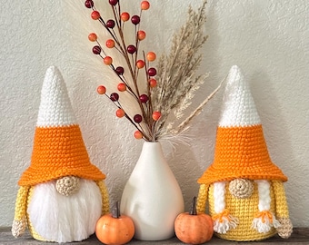 Halloween Crochet Pattern, Gnome Amigurumi- Halloween Fall Candy Corn Decor (PDF Download)