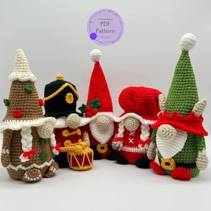 Weihnachtswichtel Häkelanleitungen-Set – Winter Amigurumi Weihnachtsmann, Elfe & Nussknacker (PDF)