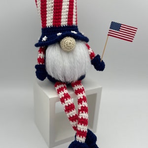 Patriotic Gnome Crochet Pattern – 4th of July Amigurumi PDF, USA Flag Gnome, Independence Day Decor, American Crochet, Digital Download