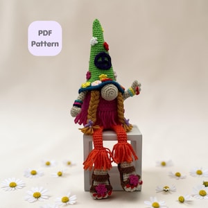 Hippie Gnome Crochet Pattern PDF – Boho Gnome Amigurumi, Festival Decor, Peace Love Gnome