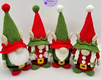 Winter Christmas Crochet Gnome Pattern: Elf Amigurumi DIY (PDF Download)
