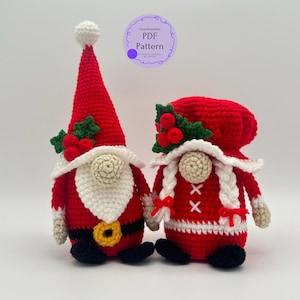 Julmönster med virkmönster för vintertomte – Amigurumi Jultomten och julgranen (PDF-nedladdning)