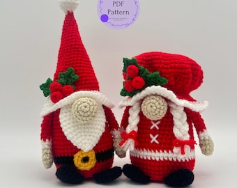 Christmas Crochet Pattern Winter Gnome – Amigurumi Santa & Mrs. Claus Holiday Decor (PDF Download)
