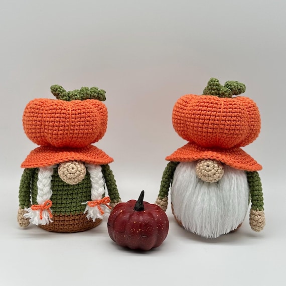 Halloween Gnome Crochet Amigurumi Pattern, Pumpkin Fall Handmade Home Decor DIY (PDF Download)