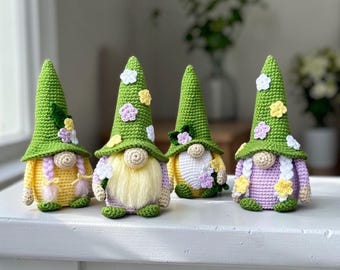 Spring Gnome Crochet Pattern PDF, Flower Gnome Amigurumi, Mother’s Day Gift, Easter Decor,  Floral Hat Gnome Pattern