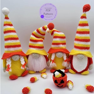 Halloween Gnome Crochet Pattern Candy Corn – Fall & Autumn Amigurumi PDF Download