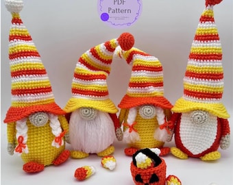 Halloween Gnome Crochet Pattern Candy Corn – Fall & Autumn Amigurumi PDF Download