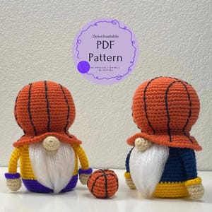Virkat mönster för amigurumi till gnomer, dekoration för basketfans, gör-det-själv-present (PDF-nedladdning)