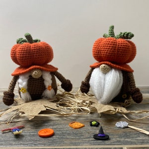 Halloween Crochet Pattern Fall Gnome, Pumpkin Gnome Crochet Pattern, Fall Halloween Amigurumi Gnome Crochet Pattern