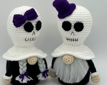 Halloween Crochet Gnome Pattern: Skull Hat Decoration (PDF Pattern)