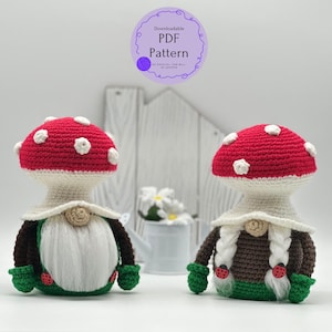 Patroon gehaakte paddenstoelkabouter – lentekabouter amigurumi – tuinkabouterdecor – leuk handgemaakt cadeau-idee