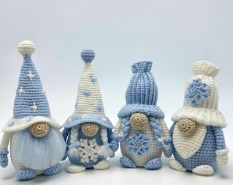 Crochet Pattern Gnome Amigurumi, Winter Snowflake Christmas Decoration, Winter Crafts Design