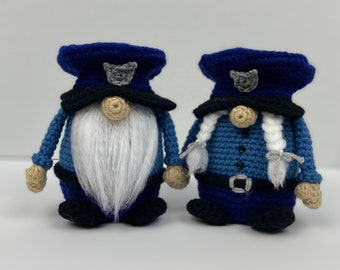 Crochet Gnome Pattern, Police Amigurumi Crochet Gnome