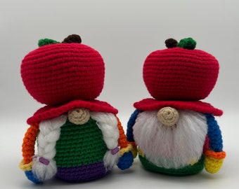 Crochet Amigurumi Apple Teacher Gnome Pattern - Teacher Appreciation Gift - Classroom School Decor