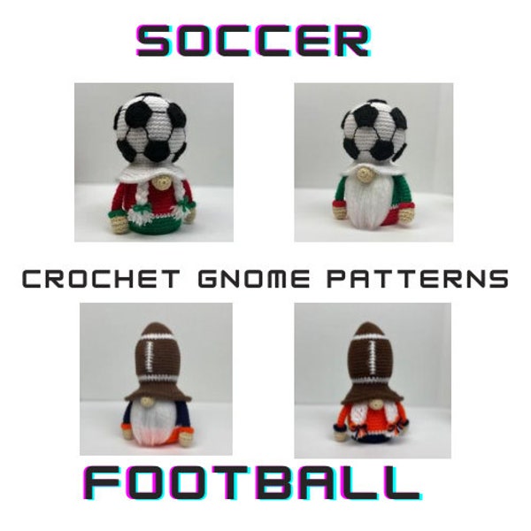 Football Soccer Crochet Gnome Patterns - Sport Crochet Gnome Pattern Bundle