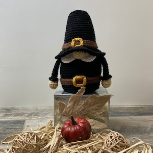 Fall Crochet Pattern, Crochet Gnome Pilgrim Amigurumi Thanksgiving DIY Decoration PDF