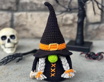Häkelanleitung für einen Halloween-Hexen-Gnom (Amigurumi) (PDF zum Herunterladen)