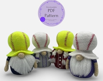 Crochet Baseball Softball Gnome Amigurumi Pattern – Sports Fan Gift (PDF Download)