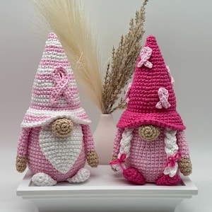 Pink Ribbon Gnome Crochet Pattern PDF, Breast Cancer Awareness Amigurumi