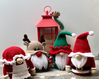 Christmas Crochet Pattern Winter Gnome Amigurumi Bundle Santa, Elf, Reindeer Holiday Decor (PDF Pattern)