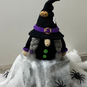 Crochet Pattern Halloween Fall Gnome, Crochet Witch Halloween Fall Amigurumi Gnome, Witch Gnome Amigurumi Crochet Pattern