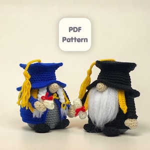 Graduation Gnome Crochet Pattern PDF, Amigurumi Gnome, Teacher Gift, Graduation Decor, Boy Girl Gnome