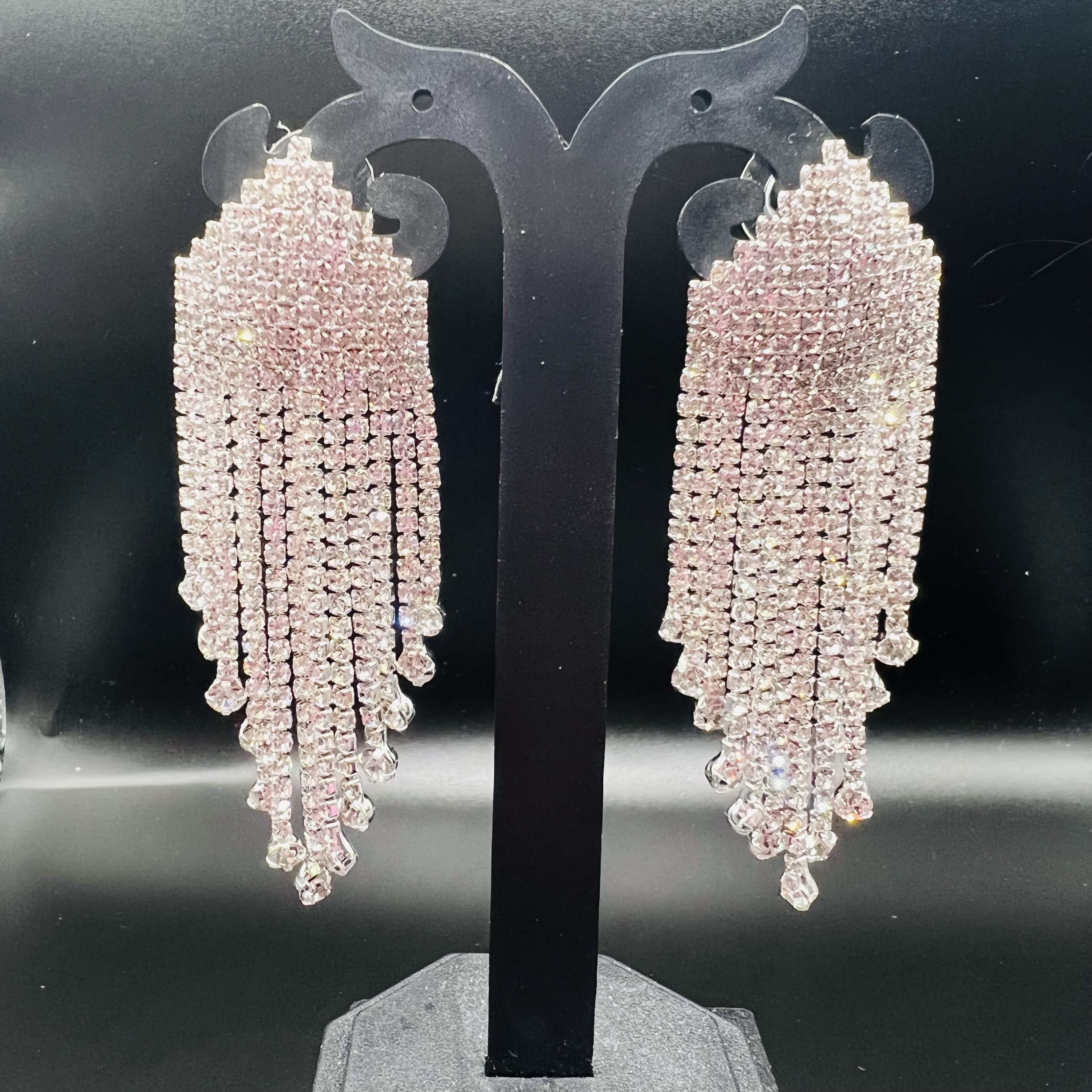 Long Tassel Earrings Rhinestone Crystal Earrings Big Hanging