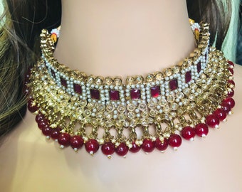 Beautiful choker set / polki choker, earrings and maang tikka set/ sabyasachi jewelry/ pakistani jewelry/ wedding jewelry