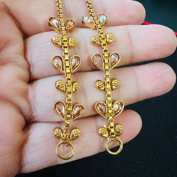 Polki ear chain, Sahare, Earrings support chain, Gold kaan chain, indian, Pakistani jewelry, Hair accessories