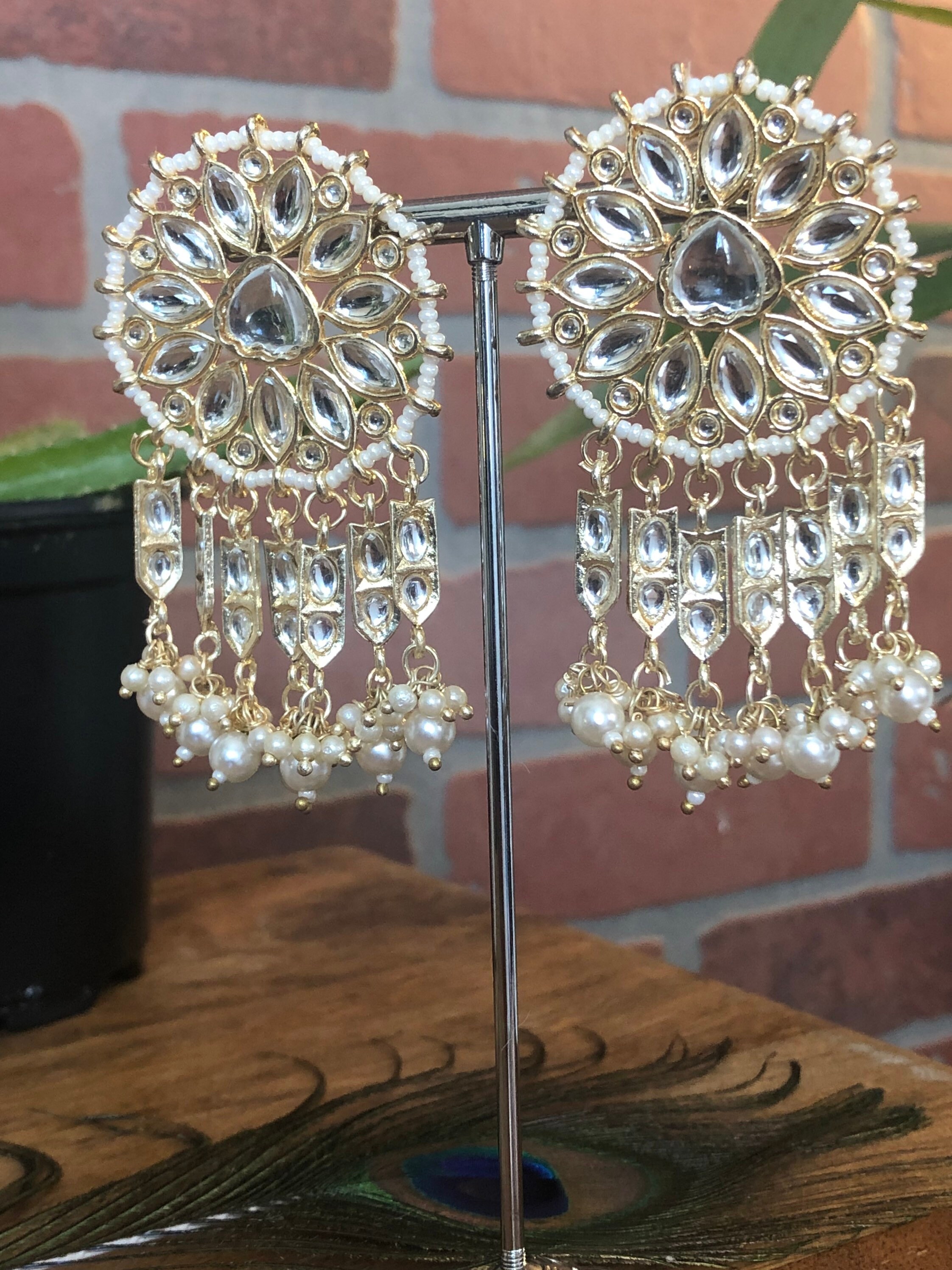 Beautiful Kundan Earrings With Beads Indian Jewelry Indian Etsy New