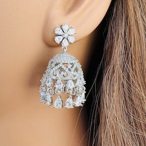American Diamond Jhumki Ohrringe: Indischer Schmuck