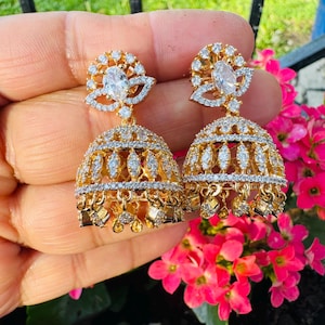 Kleine American Diamond Jhumki Ohrhänger: Indischer Schmuck