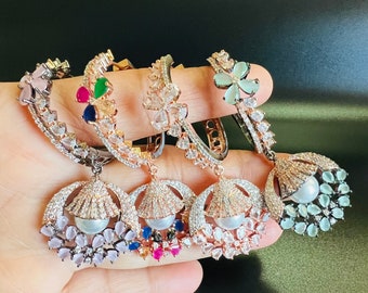 Pendientes de aro AD: joyería de fiesta con circonitas cúbicas