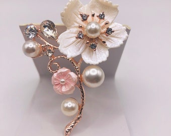 Broches de flores/Elegante broche de moda/Broche de cristal/Joyería de boda