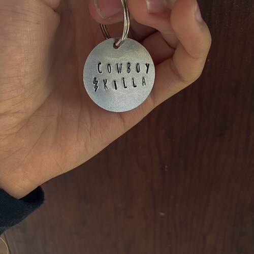 Drive Safe Cowboy Cowhide Keychain Western Rodeo Etsy