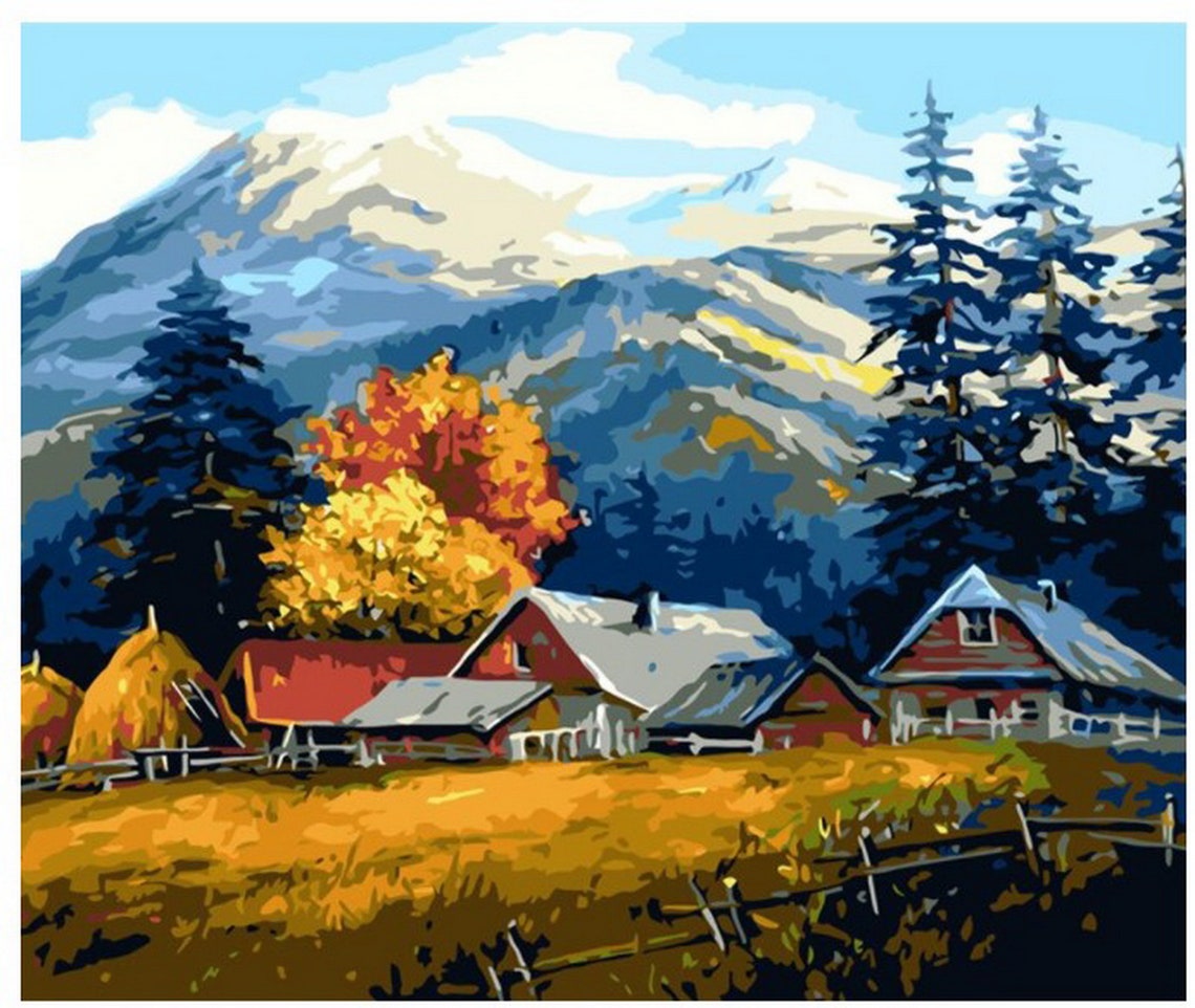 Berglandschaft Landschaft Malerei nach Zahlen Malsets Bild | Etsy