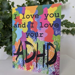 Scheda di diagnosi di ADHD, affermazione quotidiana, migliore amico positivo, neurodiversità, neuropiccante, neurodivergenza, ti amo, arcobaleno, multicolore, compleanno