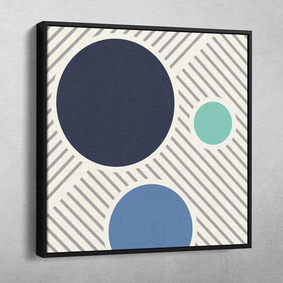 Modern Geometric Premium Framed Canvas Wall Art Circles On Diagonal Lines 1 Digital Prints Art